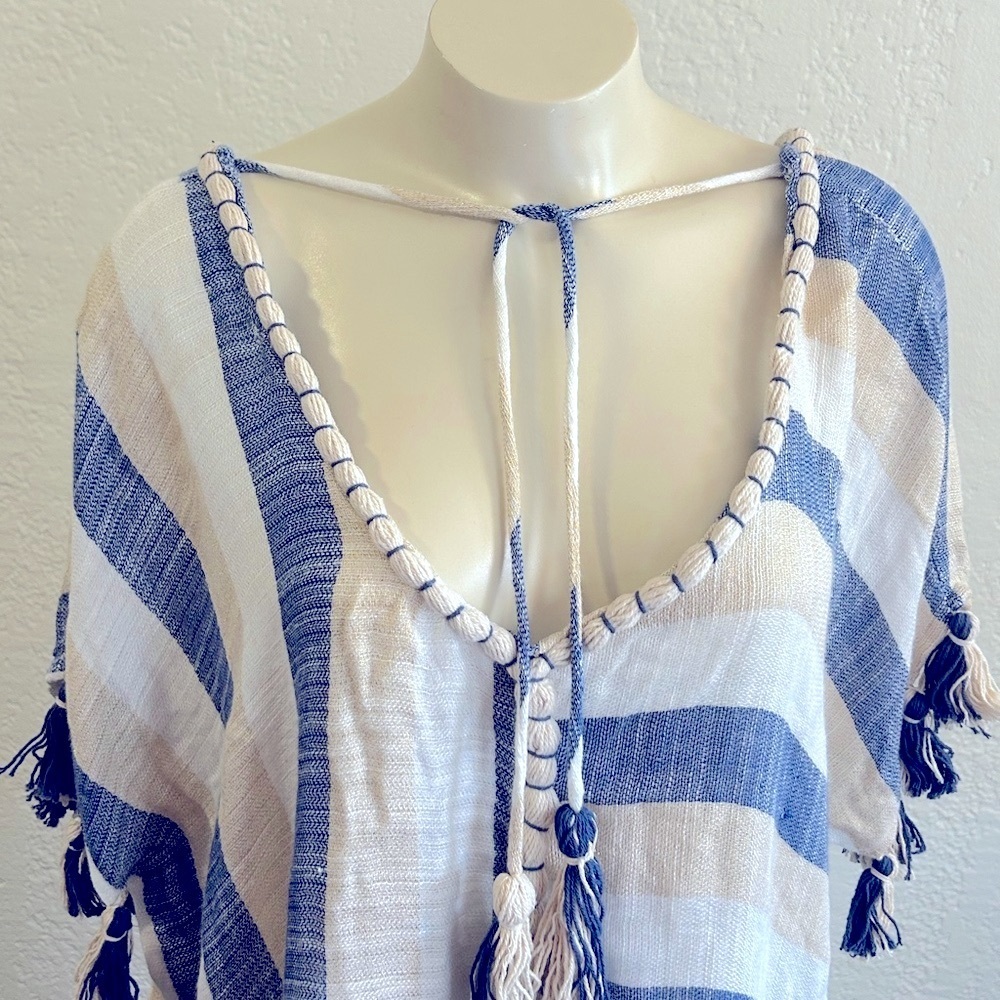 Gypsie Blu Pom Pom 100% rayon cover up top SZ SMALL NWT - Picture 6 of 14